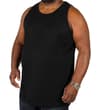Thumbnail Black plain tank top shown on model, front view.